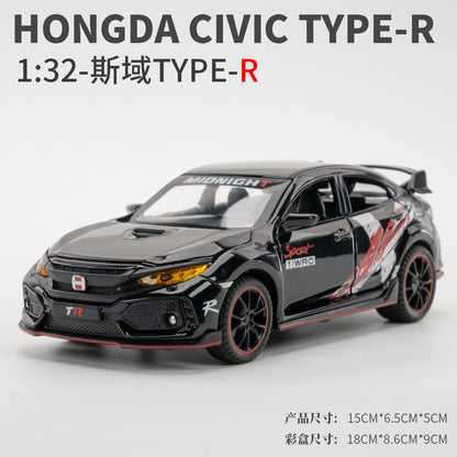 合金車模1:32 Honda 思域發聲燈光回力玩具汽車音樂模型擺件藏品