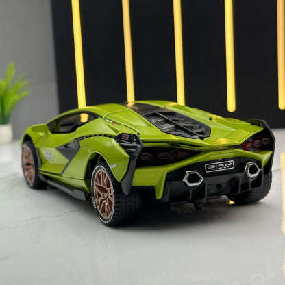 合金車模1:32 Rambo 閃電賽道跑車聲光回力玩具車音樂模型擺件