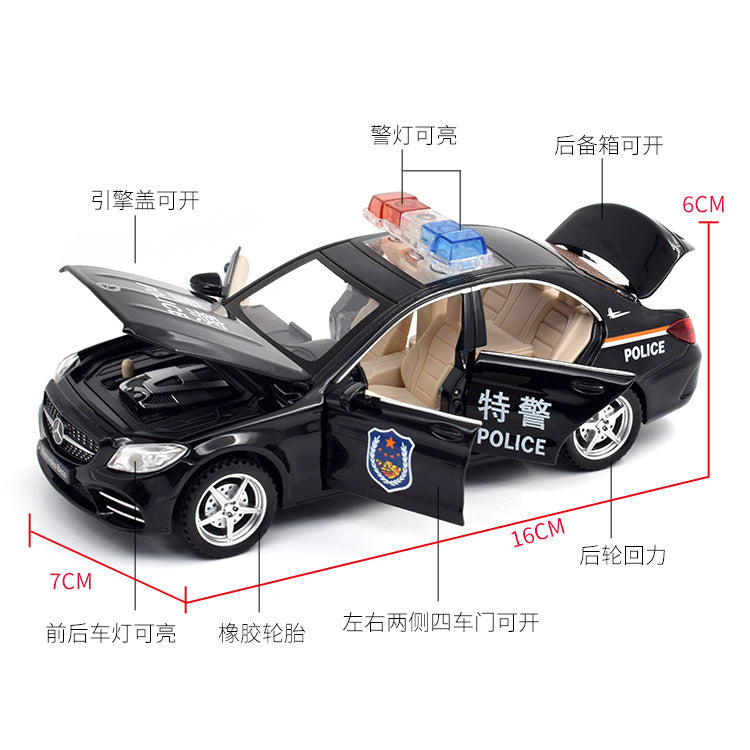 合金車模1:32 Daben C260警車發聲燈光回力玩具汽車音樂模型擺件