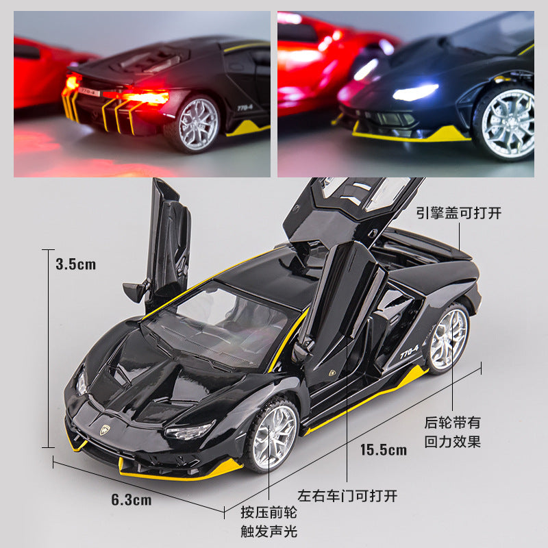 合金車模 Rambo LP770跑車回力3開門男孩玩具車聲光模型擺件收藏