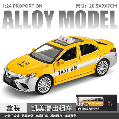合金車模1:24 Camry 計程車帶聲光回力玩具車音樂模型擺件藏品