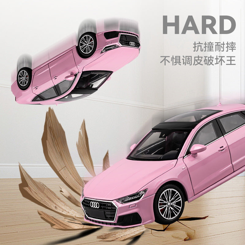 合金車模1:24 Audi A7轎車帶聲光回力玩具汽車音樂模型擺件代發