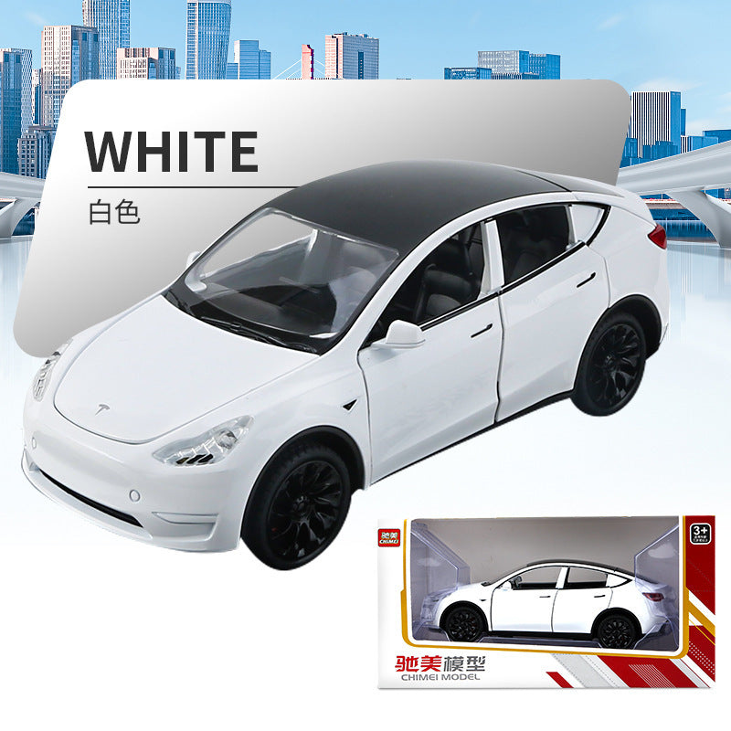 合金車模1:24 Tesla MODELY聲光回力玩具汽車音樂模型擺件代發