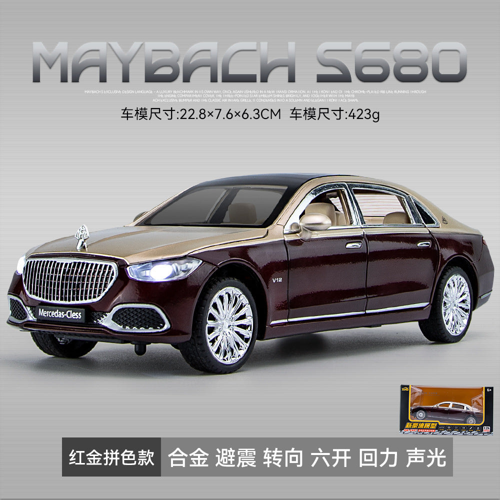 合金車型1:24 Mercedes-Maybach 邁巴赫S680聲光玩具汽車音樂模型飾品收集