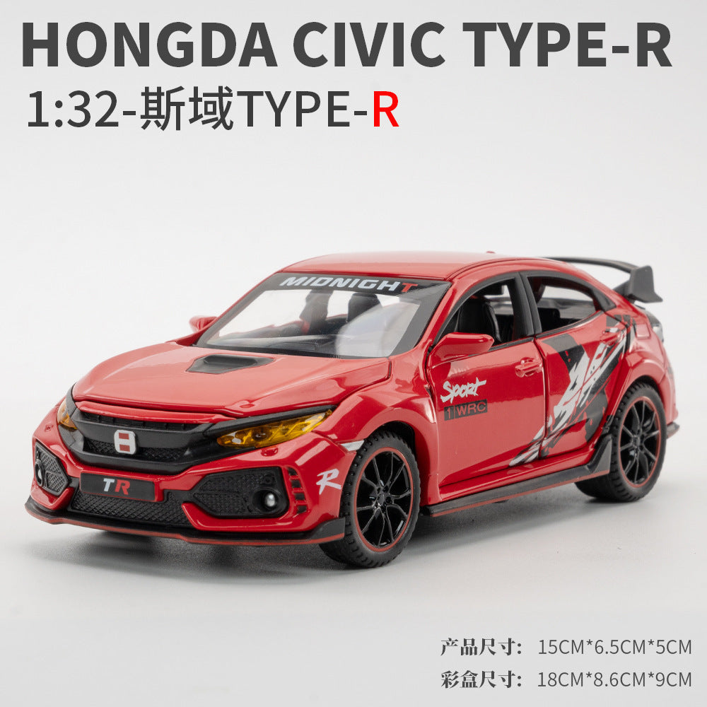 合金車模1:32 Honda 思域發聲燈光回力玩具汽車音樂模型擺件藏品