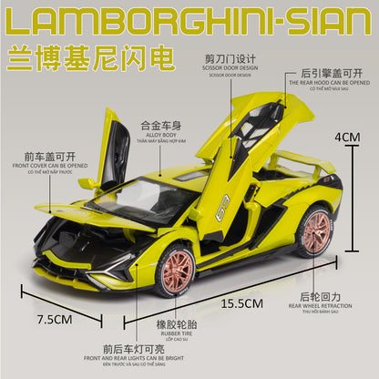合金車模1:32 Rambo 閃電賽道跑車聲光回力玩具車音樂模型擺件