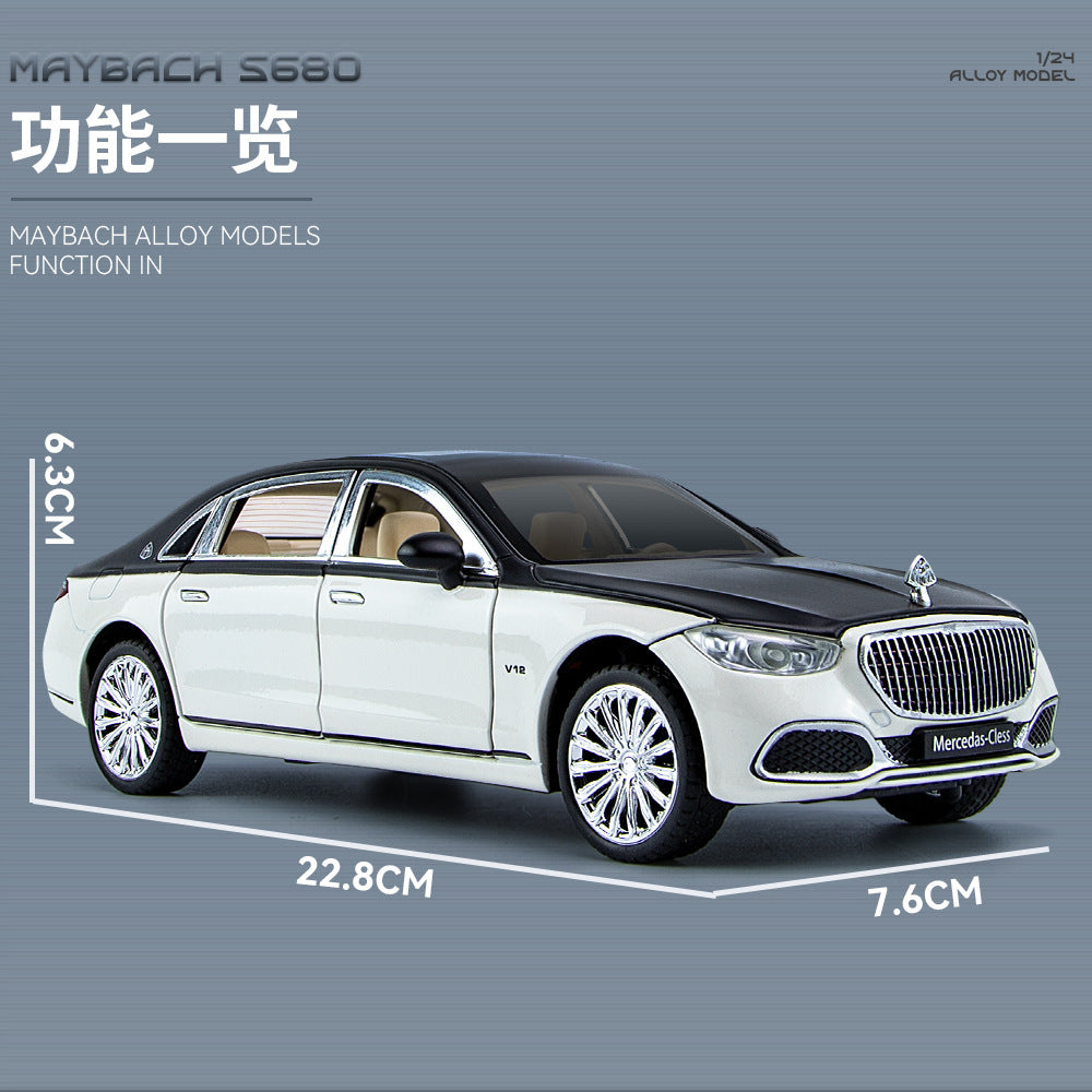 合金車型1:24 Mercedes-Maybach 邁巴赫S680聲光玩具汽車音樂模型飾品收集