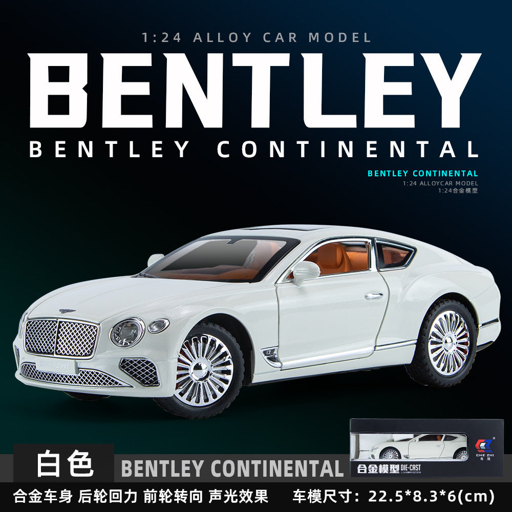 合金車模1:24 Continental GT跑車聲光回力兒童玩具車音樂模型擺件收藏