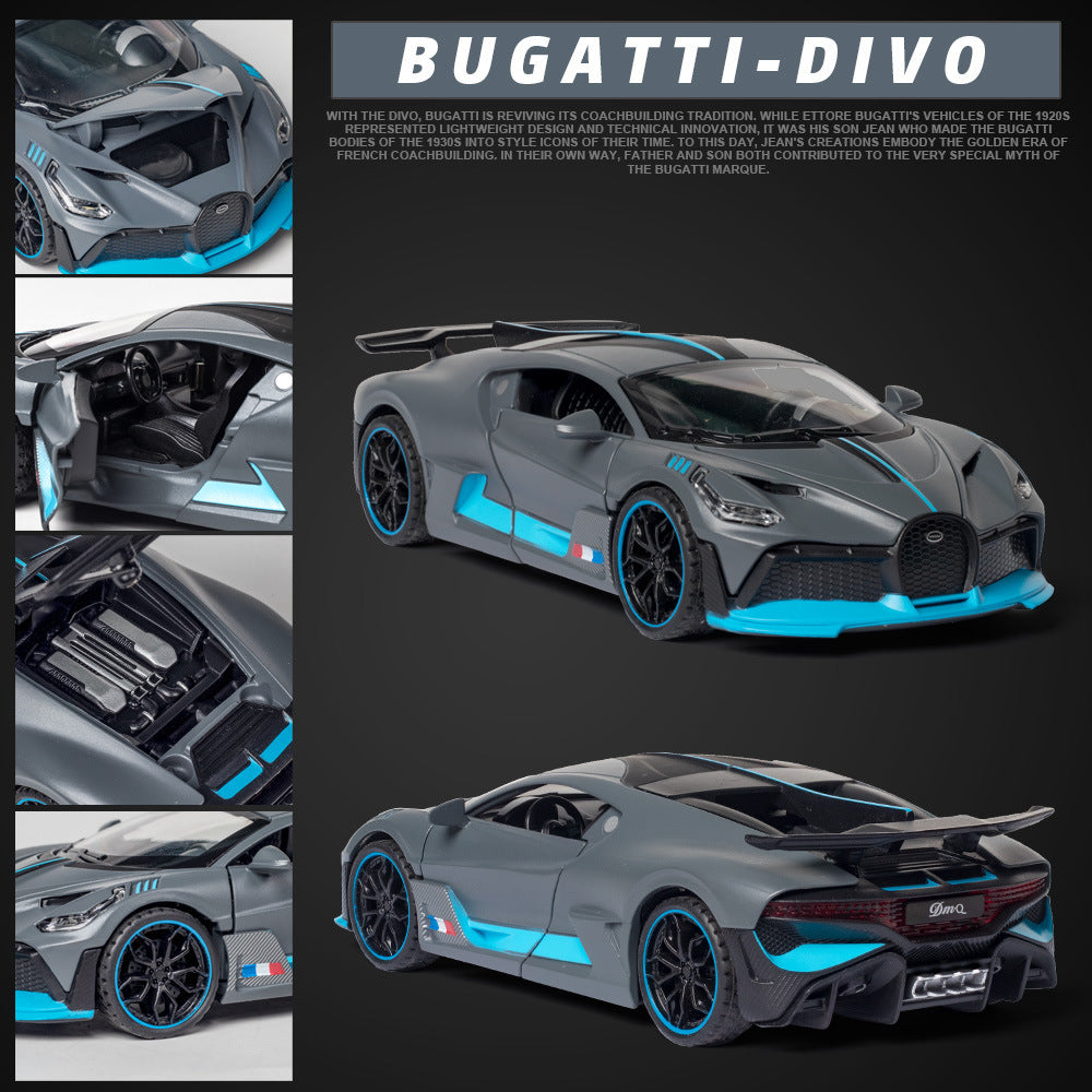 合金車模1:32 Bugatti divo聲光回力玩具跑車音樂模型擺件