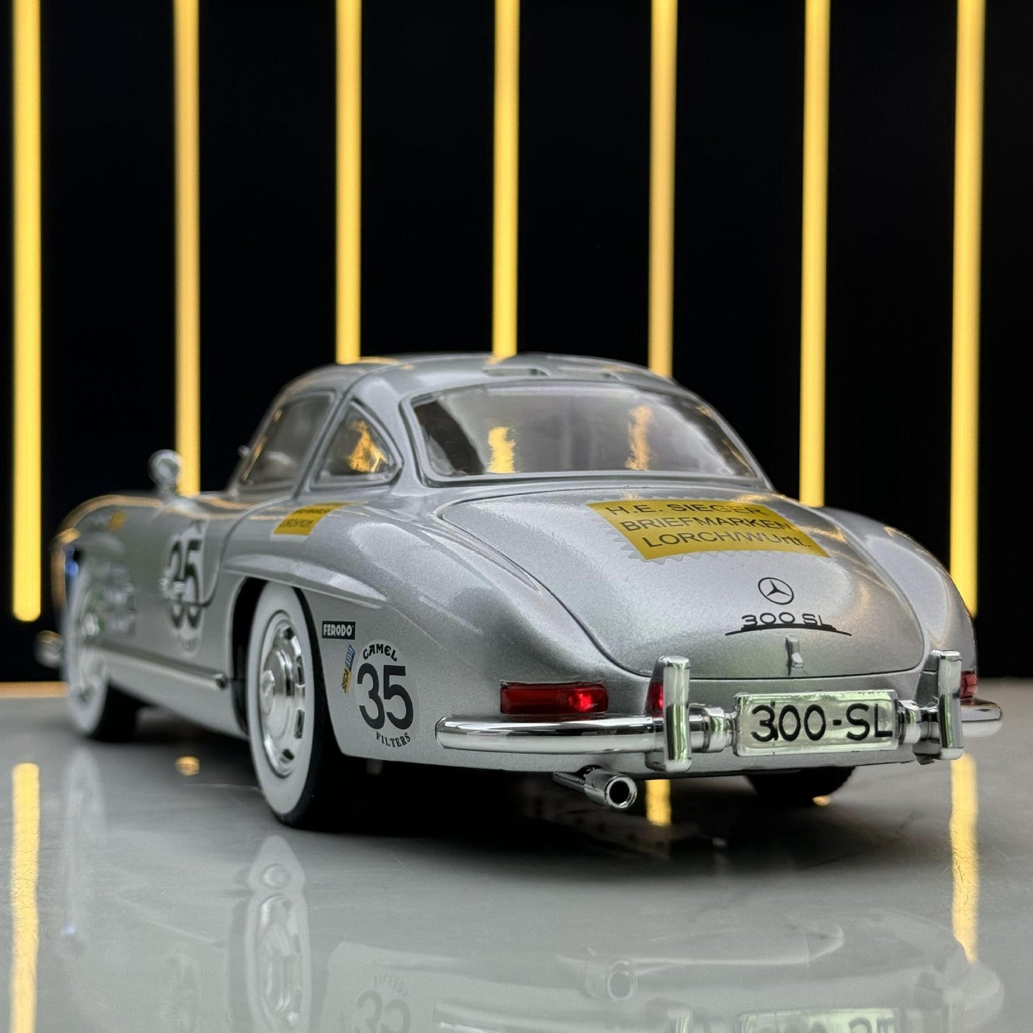 合金車模1比24 Daben 300SL拉花版帶聲光回力玩具老爺車音 效模型