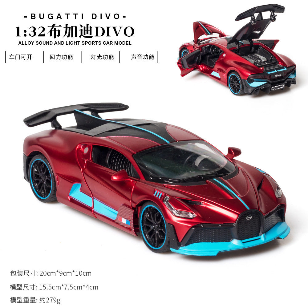 合金車模1:32 Bugatti divo聲光回力玩具跑車音樂模型擺件