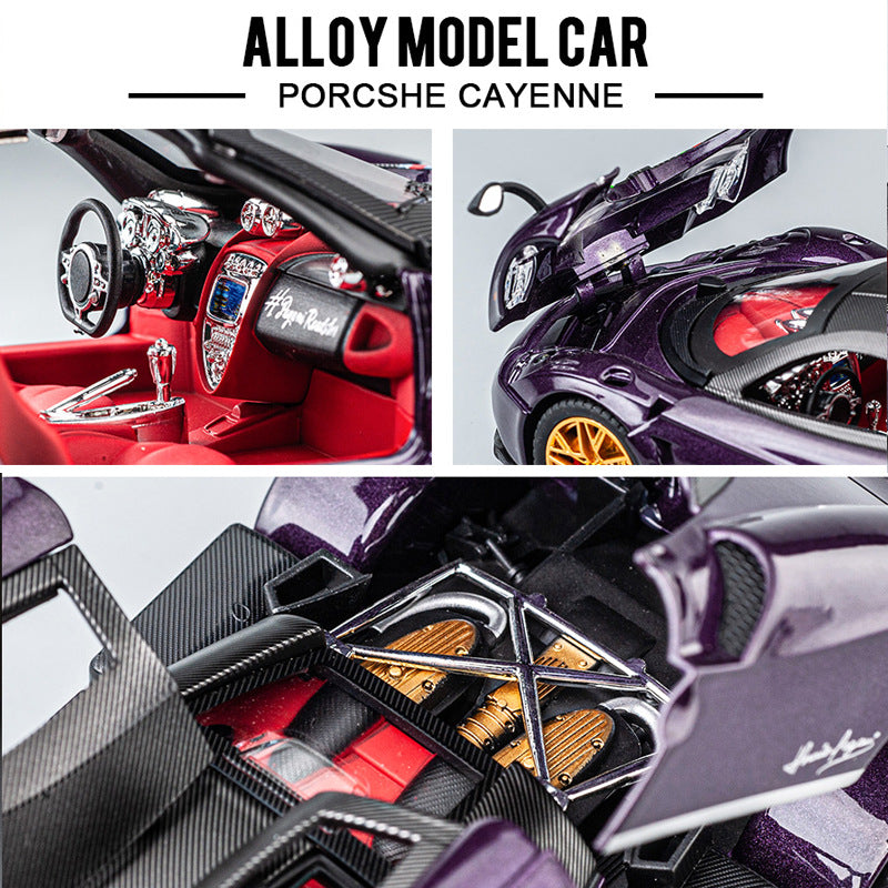 合金車模1:24 Pagani 帕加尼中國龍跑車回力聲光汽車玩具模型擺件