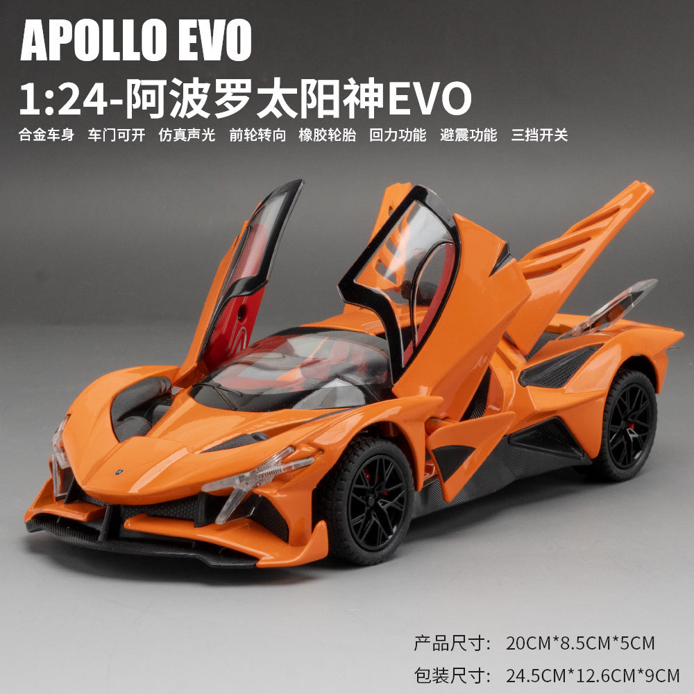 合金車模1比24A pollo EVO跑車聲光回力玩具車音樂模型擺件代發