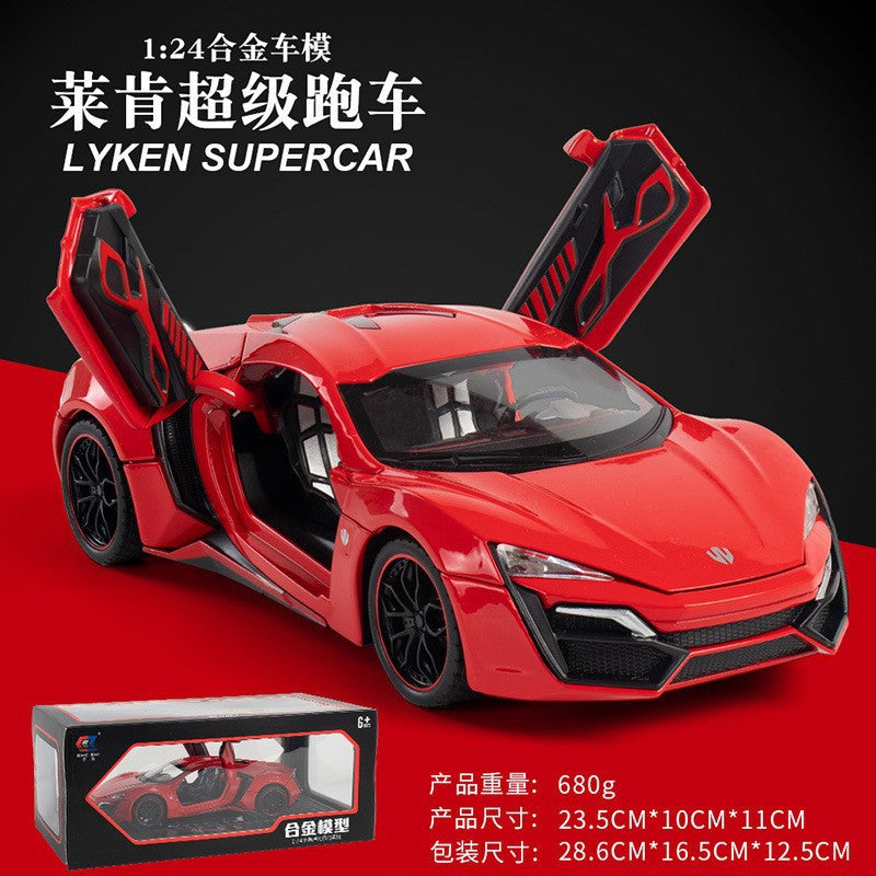 合金車模1:24 Ryken 跑車回力帶聲光玩具車音樂模型擺件代發批發
