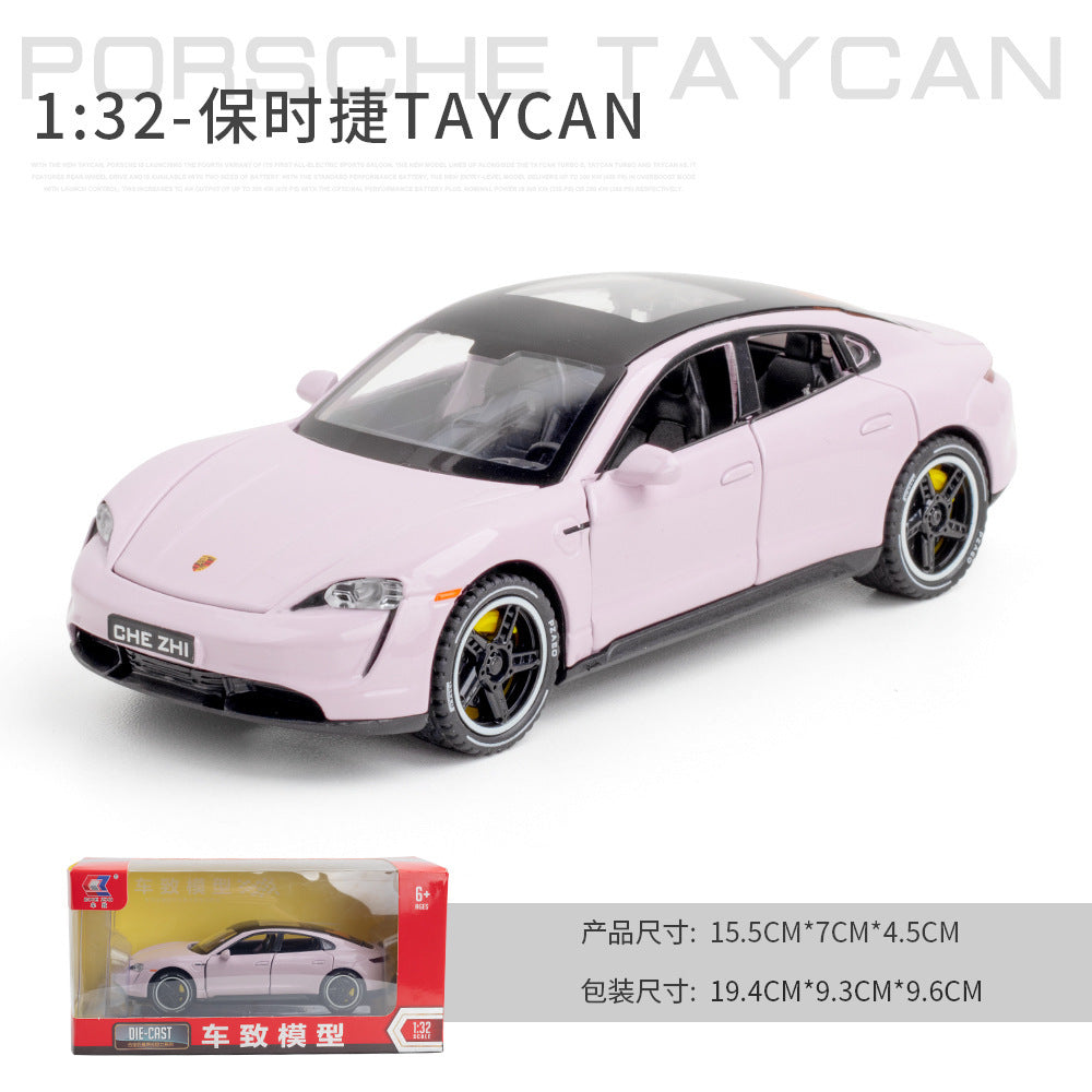 合金車模1:32 Porsche 保時捷Taycan電車回力聲光玩具汽車模音樂型擺件