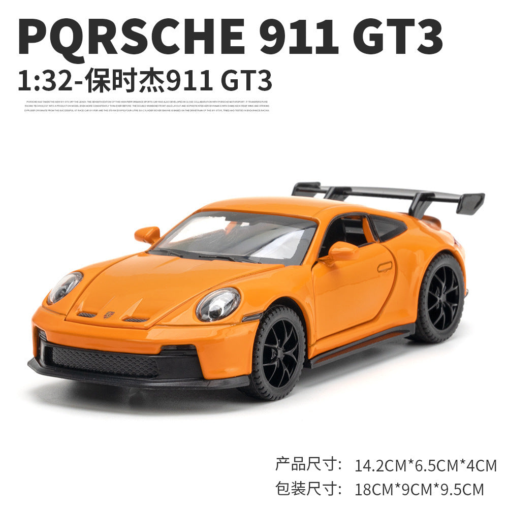 合金車模1:32 Porsche 911GT3跑車馬天尼回力玩具車音樂模型擺件
