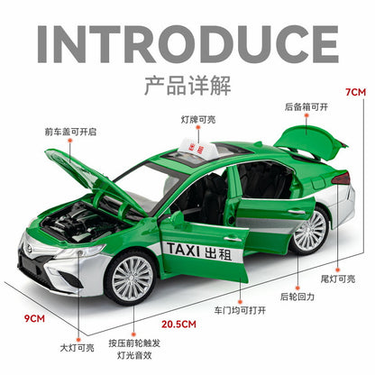 合金車模1:24 Camry 計程車帶聲光回力玩具車音樂模型擺件藏品