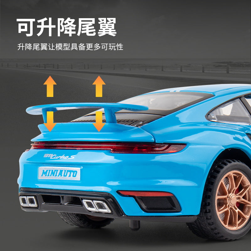 合金車模1:32 Porsche 911 Turbo S特製版回力玩具車音樂模型擺件