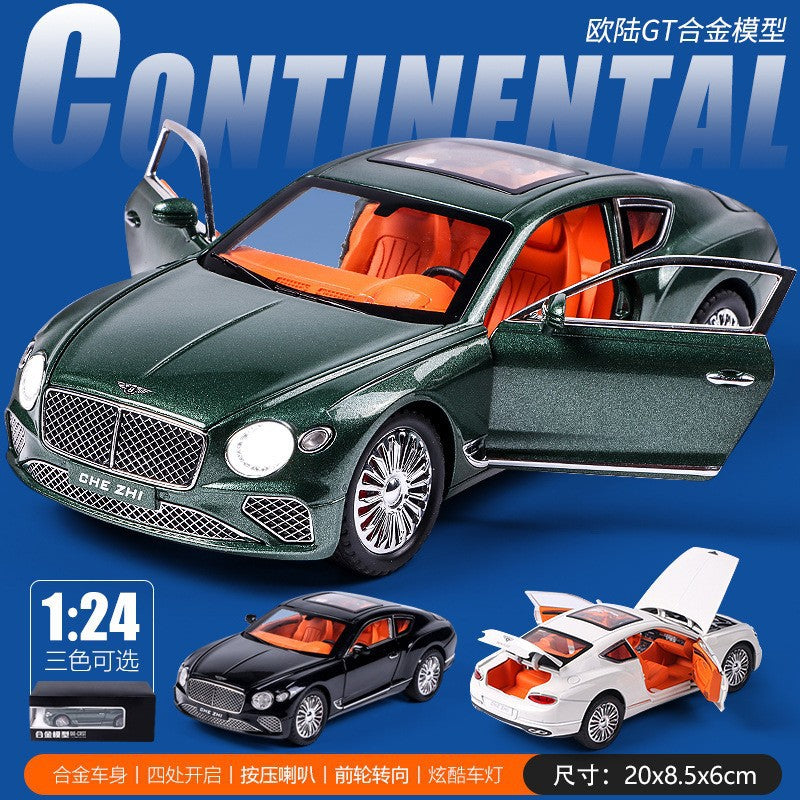 合金車模1:24 Continental GT跑車聲光回力兒童玩具車音樂模型擺件收藏