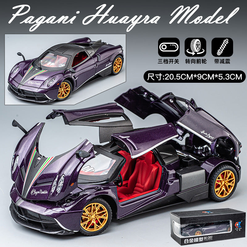 合金車模1:24 Pagani 帕加尼中國龍跑車回力聲光汽車玩具模型擺件