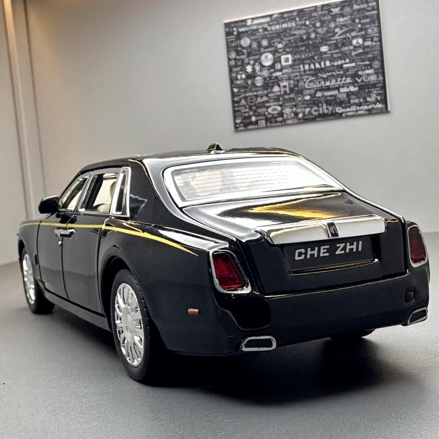 合金車模1:32 Rolls-Royce 幻影帶聲光回力玩具汽車音樂模型擺件