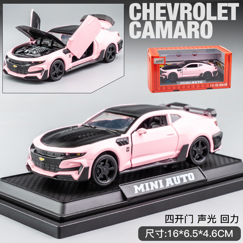 1:32 Camaro 合金跑車模型聲光回力男孩玩具汽車大黃蜂模型擺
