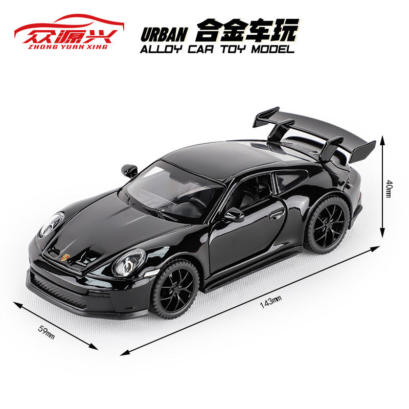 合金車模1:32 Porsche 911GT3跑車馬天尼回力玩具車音樂模型擺件