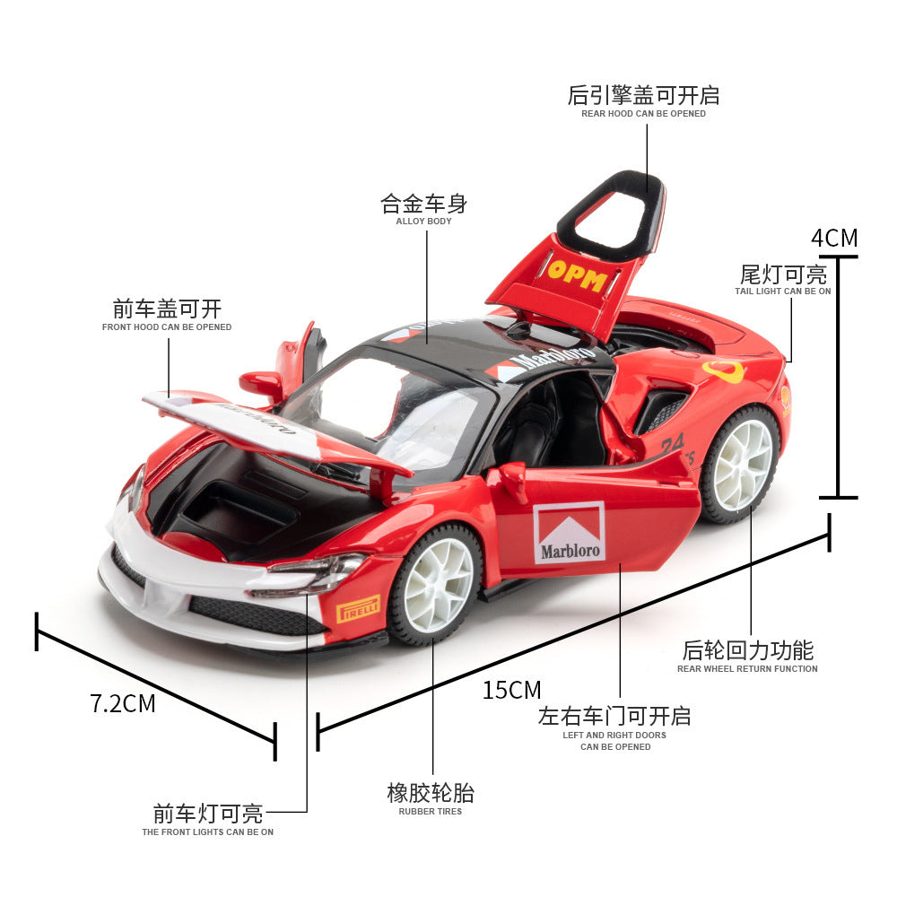 合金車模1:32 Rafa SF90塗裝版回力玩具車音樂模型擺件防塵盒