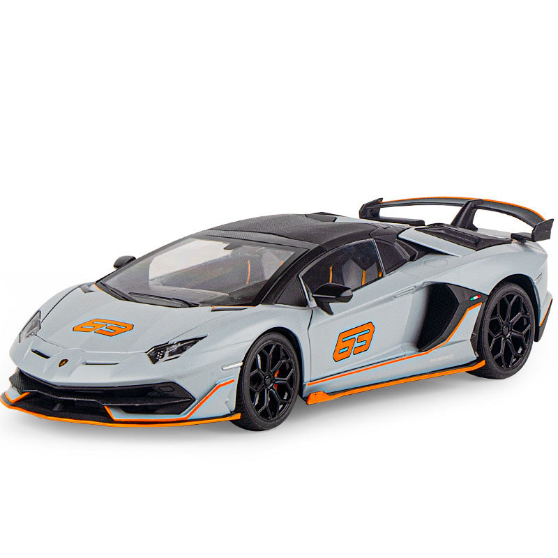 合金車模1比18 Rambo SVJ63跑車帶聲光滑行玩具車音樂模型擺件代發