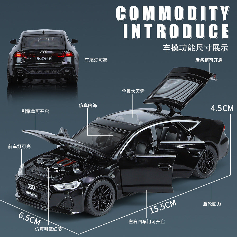 合金車模1比32 Audi RS7跑車帶聲光回力玩具車音樂模型擺件藏品