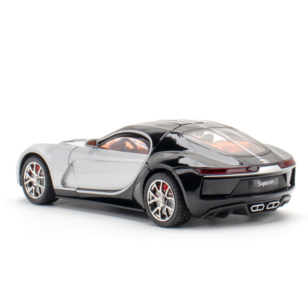 合金汽車模型 1:24 Bugatti 大西洋跑車與聲光回拉玩具汽車音樂模型裝飾品