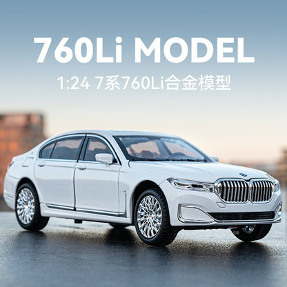 合金車模1比24 BMW 760Li帶聲光回力玩具汽車音樂模型擺件收藏