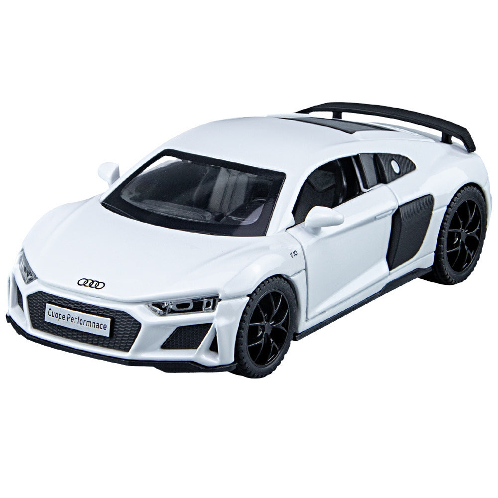 合金車模1:32 Audi R8跑車發聲燈光回力玩具車音樂模型擺件