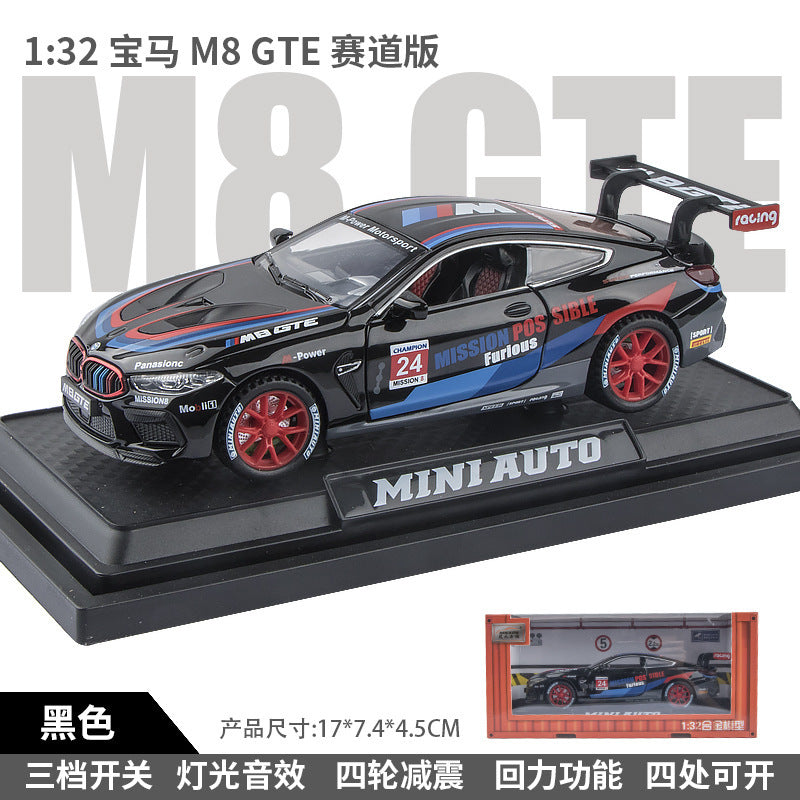 合金車模1:32 Bmw M8賽道版跑車帶音光回力玩具車音樂模型代發