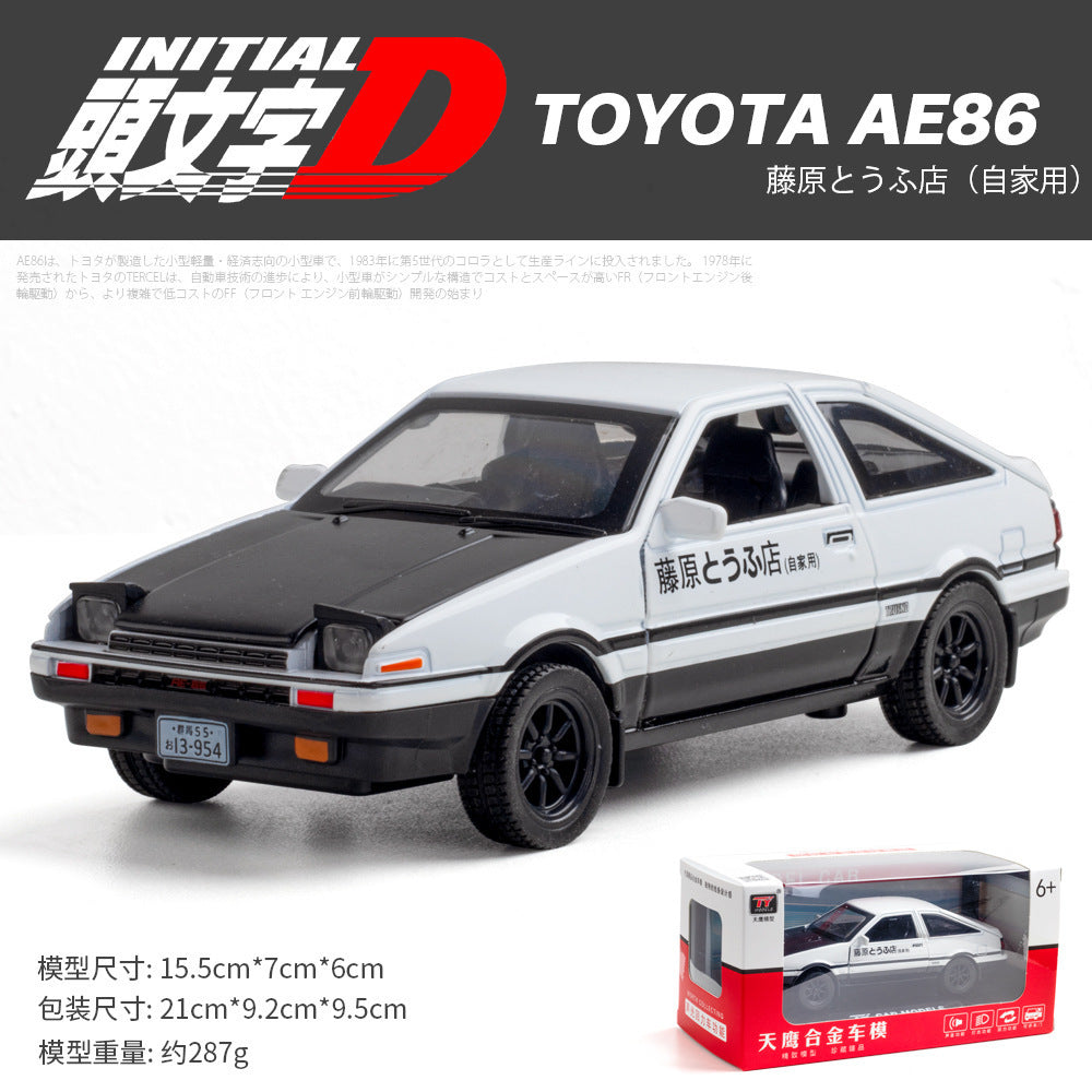 合金車模1:32 Fujiwara 豆腐AE86聲光回力玩具汽車音樂模型擺件收藏