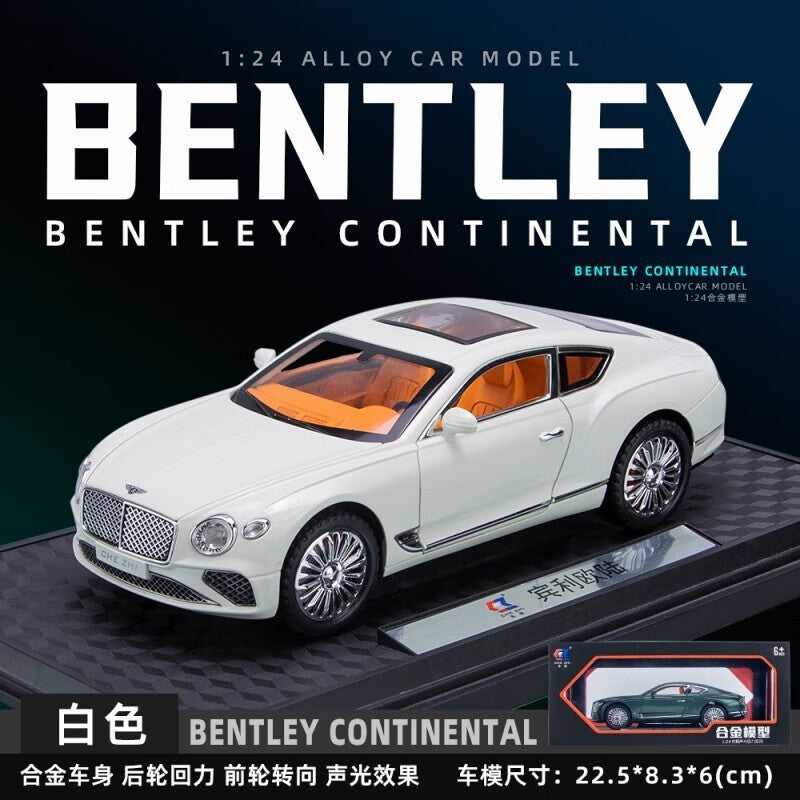 合金車模1:24 Continental GT跑車聲光回力兒童玩具車音樂模型擺件收藏