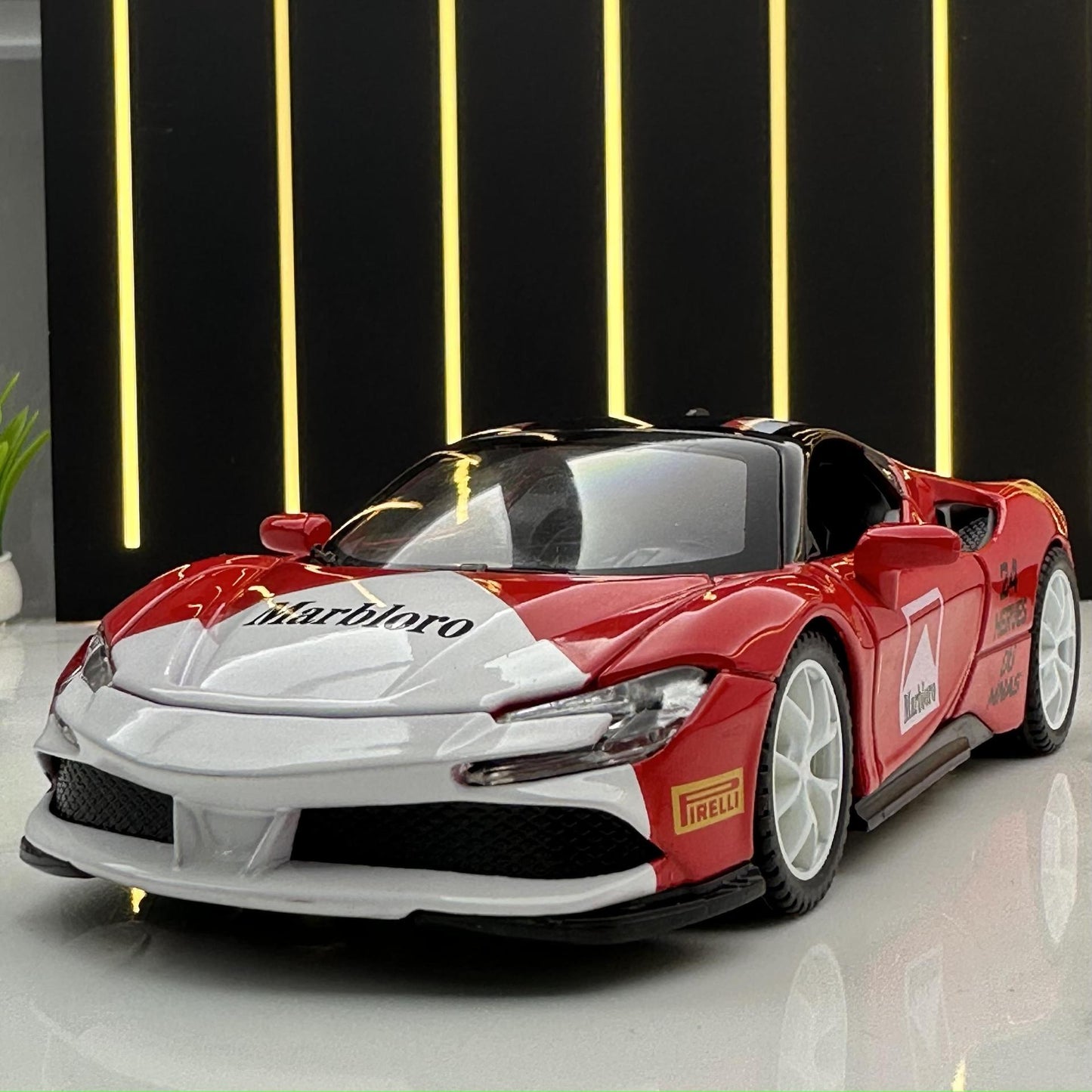 合金車模1:32 Rafa SF90塗裝版回力玩具車音樂模型擺件防塵盒