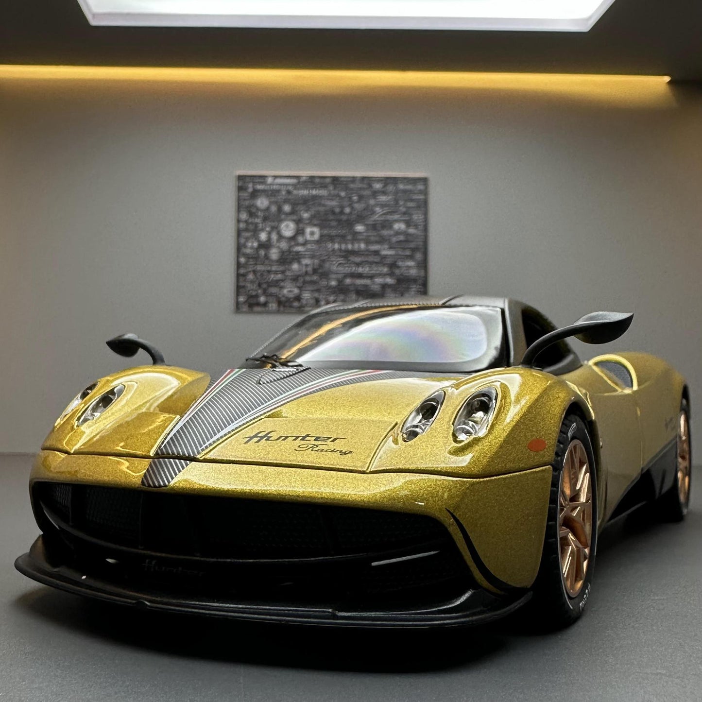 合金車模1:22 Pagani 中國龍跑車回力男玩具電池車音樂模型擺件