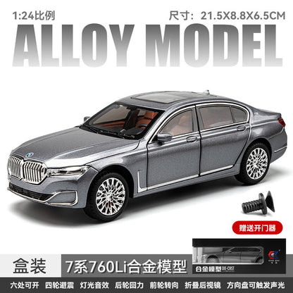 合金車模1比24 BMW 760Li帶聲光回力玩具汽車音樂模型擺件收藏