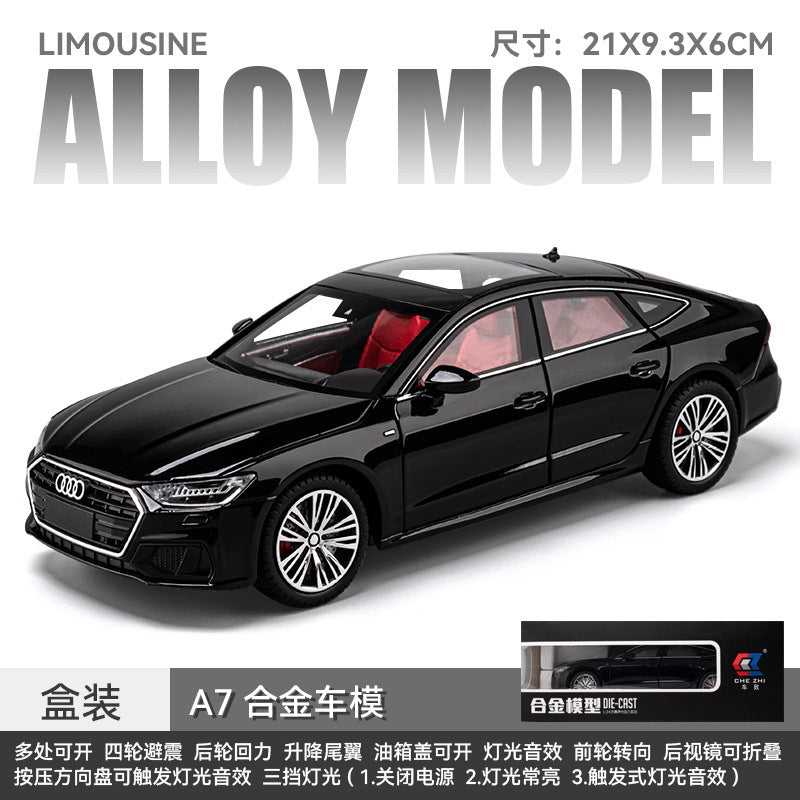 合金車模1:24 Audi A7轎車帶聲光回力玩具汽車音樂模型擺件代發