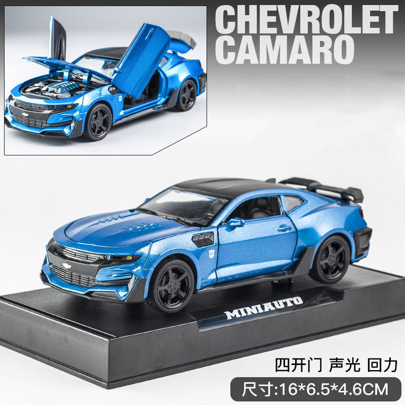 1:32 Camaro 合金跑車模型聲光回力男孩玩具汽車大黃蜂模型擺