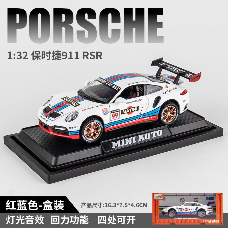 合金車模 Porsche 911GT3RS賽車模型擺件聲光回力男孩玩具車收藏
