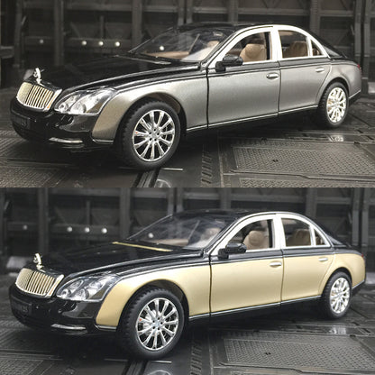 合金車模1:24 Maybach 62S商務轎車帶聲光回力男玩具汽車模型擺件