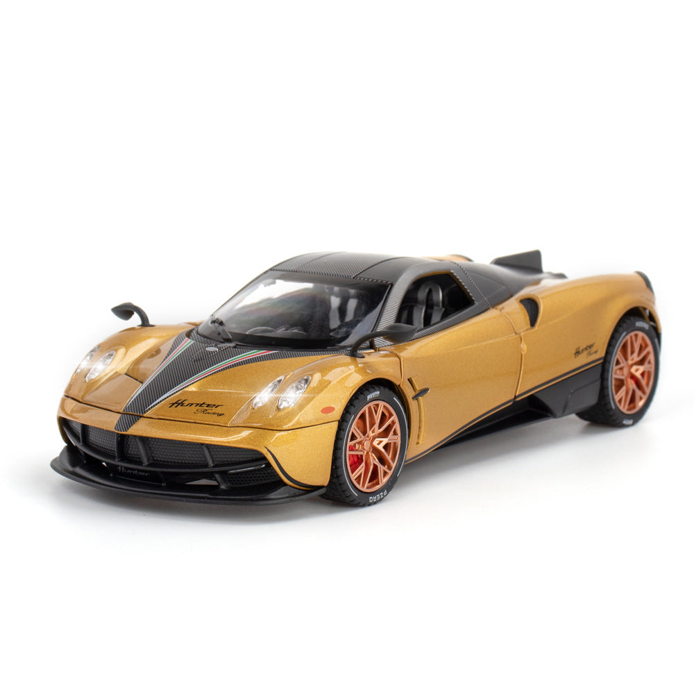 合金車模1:22 Pagani 中國龍跑車回力男玩具電池車音樂模型擺件