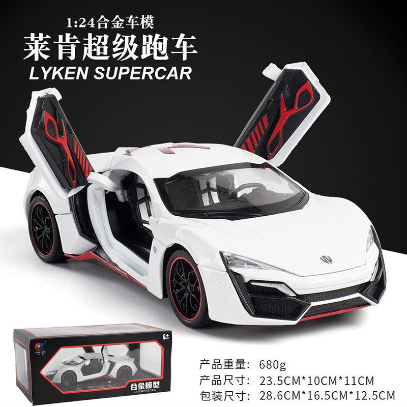 合金車模1:24 Ryken 跑車回力帶聲光玩具車音樂模型擺件代發批發