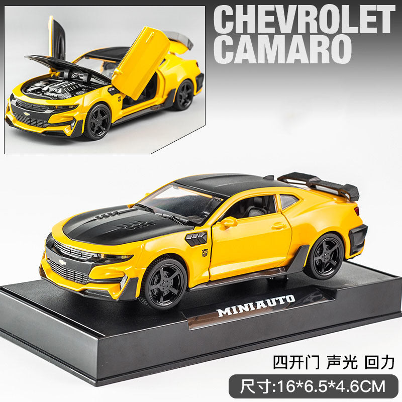 1:32 Camaro 合金跑車模型聲光回力男孩玩具汽車大黃蜂模型擺