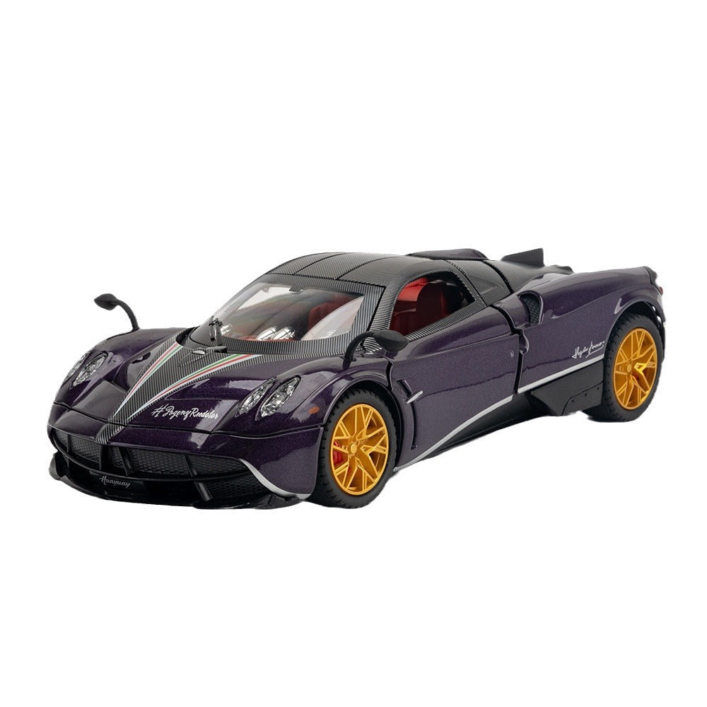 合金車模1:24 Pagani 跑車噴霧功能聲光回力玩具車音樂模型擺件