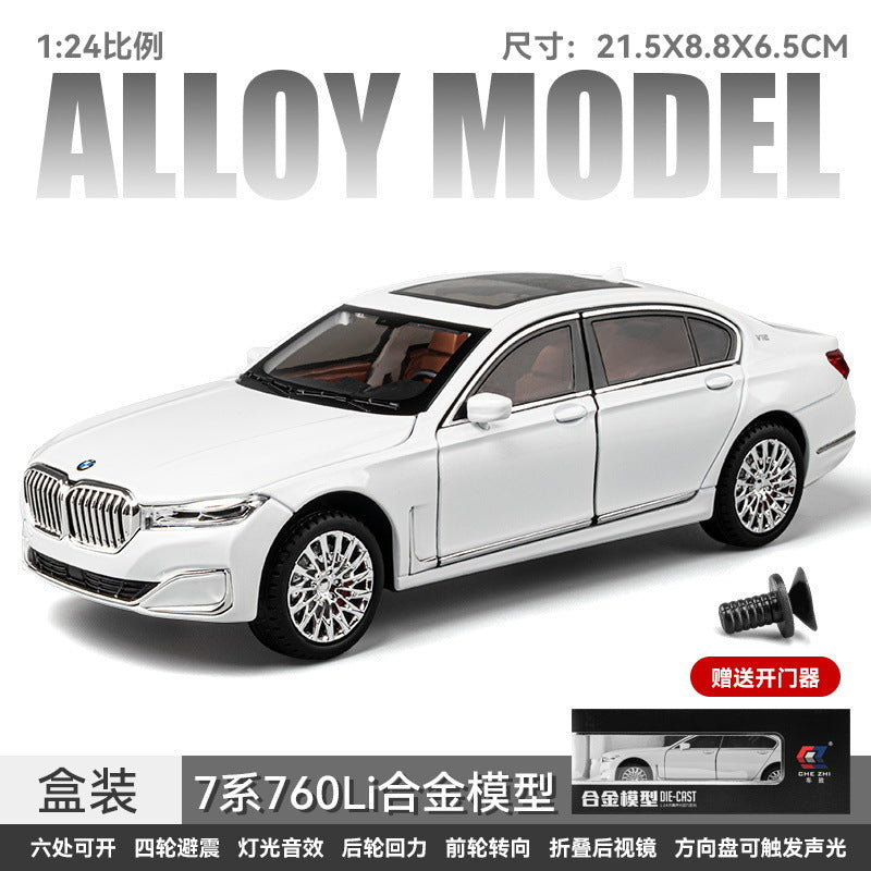 合金車模1比24 BMW 760Li帶聲光回力玩具汽車音樂模型擺件收藏