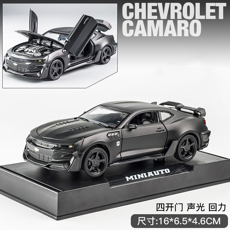 1:32 Camaro 合金跑車模型聲光回力男孩玩具汽車大黃蜂模型擺