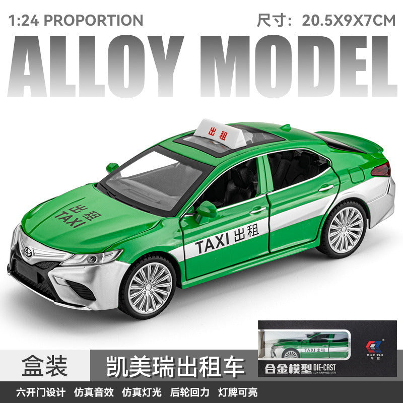 合金車模1:24 Camry 計程車帶聲光回力玩具車音樂模型擺件藏品